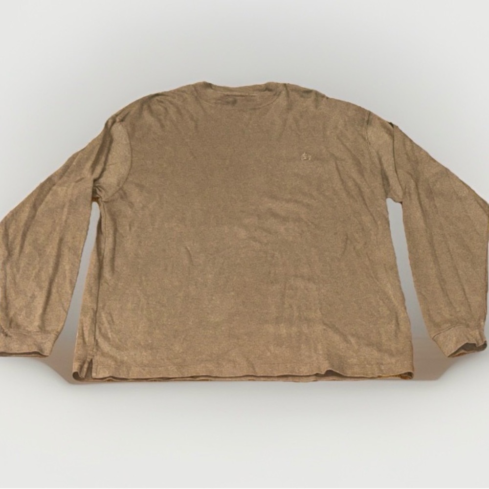 Chaps Ralph Lauren Brown Soft 100% Cotton Long Sleeve Crew Neck Shirt Men Large